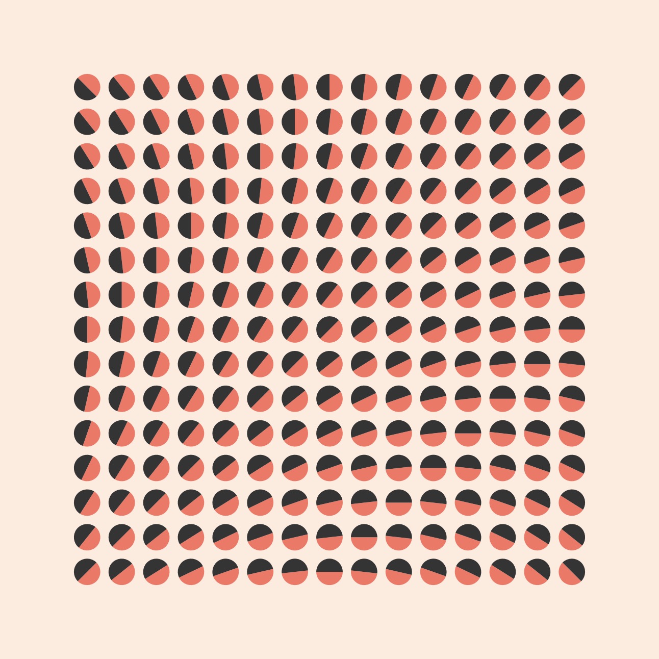 Rotated halves gradient pattern